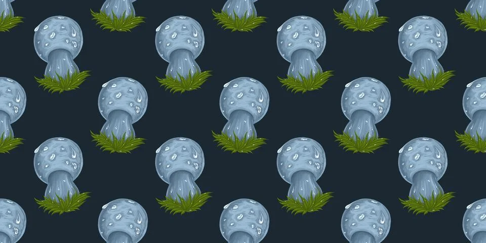Forest mushrooms seamless pattern hand drawn Stock Illustration