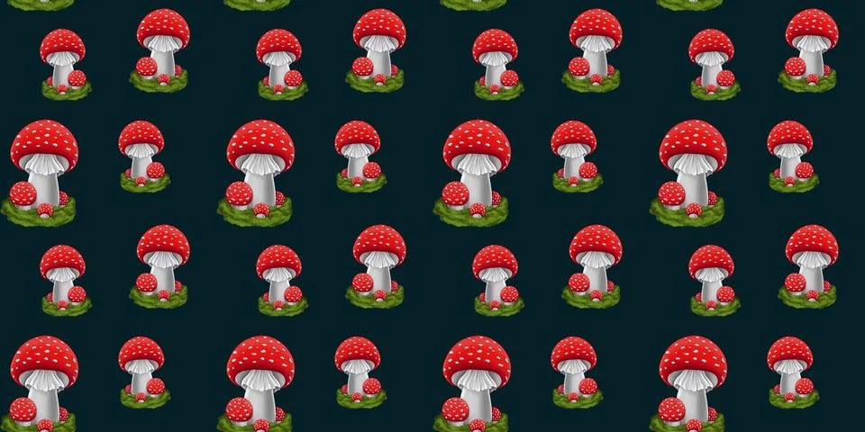 Forest mushrooms seamless pattern hand drawn Stock Illustration
