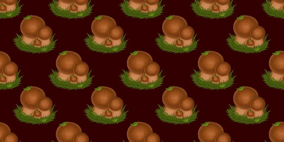 Forest mushrooms seamless pattern hand drawn Stock Illustration