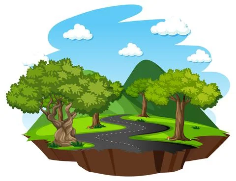 Forest with nature elements on white background Illustrazione stock