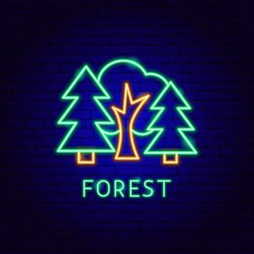 Forest Neon Label Stock Illustration
