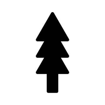 Forest New Year Pine Tree Silhouette Icon Stock Illustration