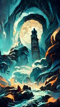 Forest in the night background 3D illustration 스톡 일러스트