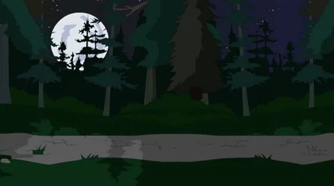 forest at night cartoon | Stock Video | Pond5