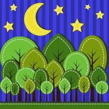 Forest at night Stock Illustration