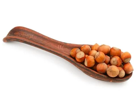 Forest nuts hazelnuts isolated on white . Stock-Fotos