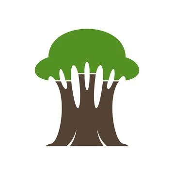 Forest oak tree icon with silhouette of green leaf Stock Illustration