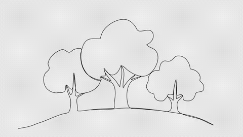 Forest, one line drawing animation. Video clip with alpha channel. Stock Footage 277507918