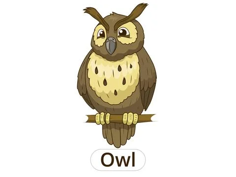 Forest owl bird cartoon vector illustration Illustrazione stock