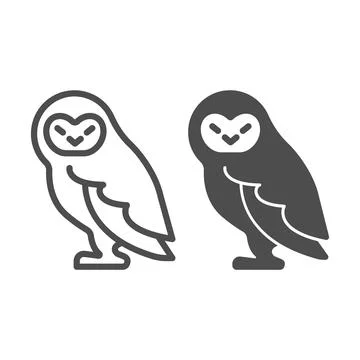 Forest owl line and solid icon, worldwildlife concept, owl vector sign on white Stockillustratie