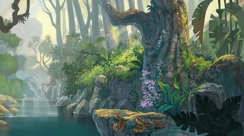 Forest painting Stock Illustration