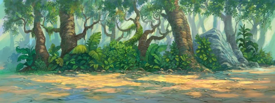 Forest painting Stock Illustration