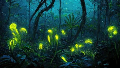 Forest on Pandora, home of the Na'vi Avatar Stock Illustration