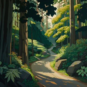 Forest Park Landscape Stock Illustration