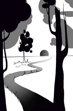 Forest with a path to a dream Stock Illustration