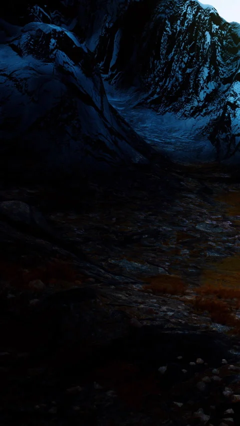 Forest path at night with light shining through trees Stock Footage 346680076