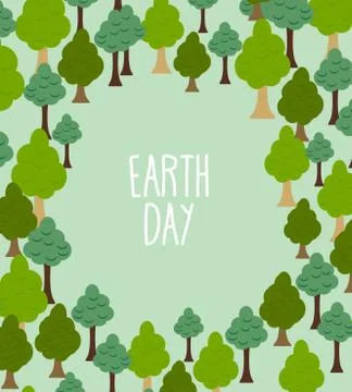 Forest pattern. Background of trees. Earth day Template with space for text Stock Illustration