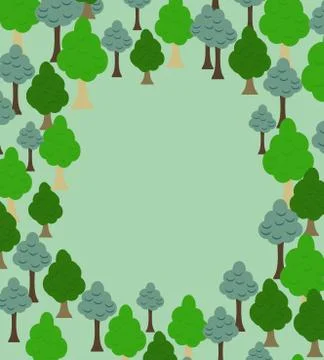 Forest pattern. Background of trees.  Template with space for text Stock Illustration