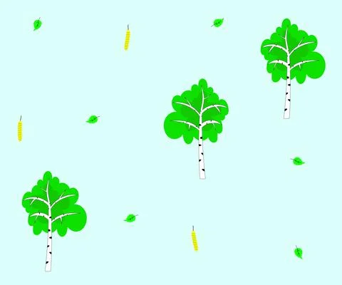 Forest pattern with birches Stock Illustration