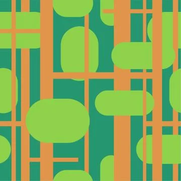 Forest pattern cartoon. Trees background. Baby cloth texture. vector ornament Stock Illustration