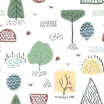 Forest plants. Seamless pattern. Vector illustration. Stock Illustration