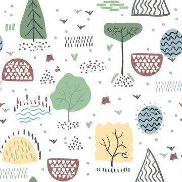Forest plants. Seamless pattern. Vector illustration. Stock Illustration
