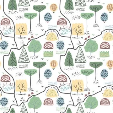 Forest plants. Seamless pattern. Vector illustration. Illustrazione stock
