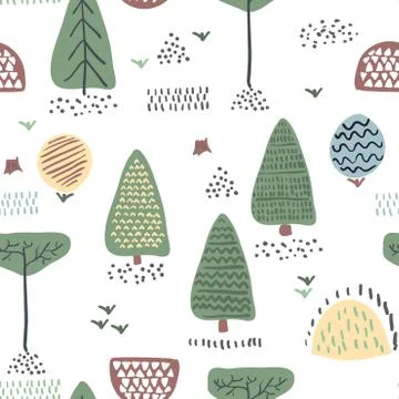 Forest plants. Seamless pattern. Vector illustration. Illustrazione stock