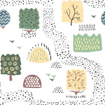 Forest plants. Seamless pattern. Vector illustration. Illustrazione stock