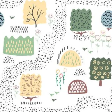 Forest plants. Seamless pattern. Vector illustration. Illustrazione stock