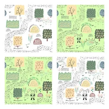 Forest plants. Seamless pattern. Vector illustration. Illustrazione stock