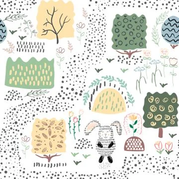 Forest plants. Seamless pattern. Vector illustration. Illustrazione stock