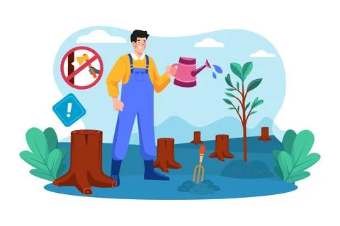 Forest Preservation Illustration concept. A flat illustration isolated on w.. Ilustración de archivo