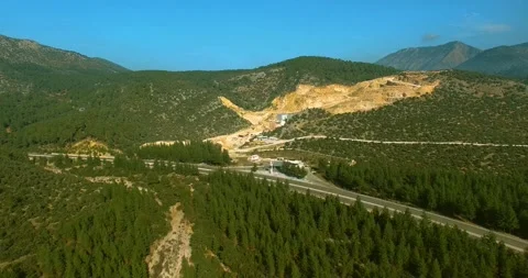 Forest, Quarry and Mountain View, 4k Drone Shot Stock Footage 146129089