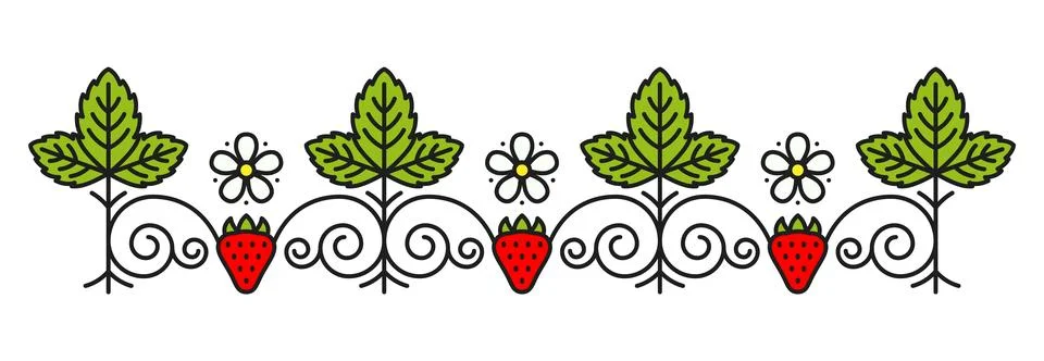 Forest red strawberry divider or frame border イラスト素材