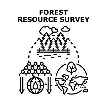 Forest resource survey assessing environmental impact and population Stock Illustration