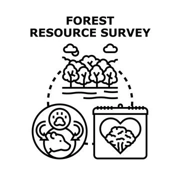 Forest resource survey for ecological sustainability management Stock Illustration