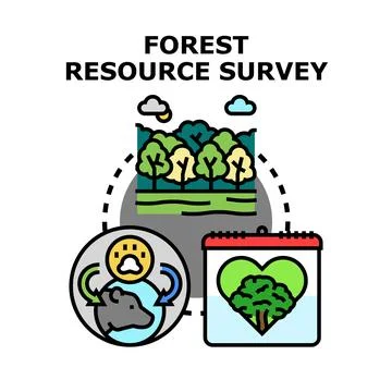 Forest resource survey for ecological sustainability management Stock Illustration