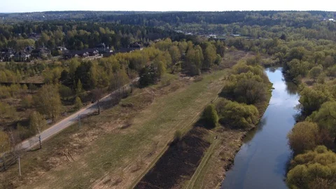 Forest, river and road. Stock Footage 109426666