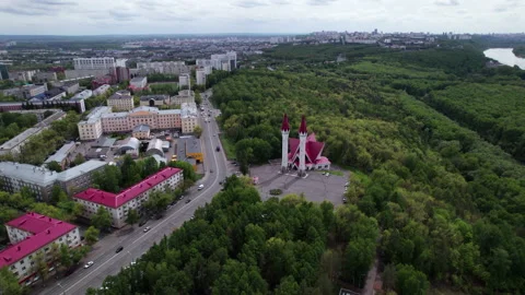 Forest, river, mosque and city Stock Footage 219865820