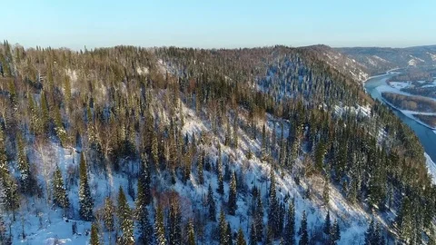 Forest river snow Stock Footage 82866024