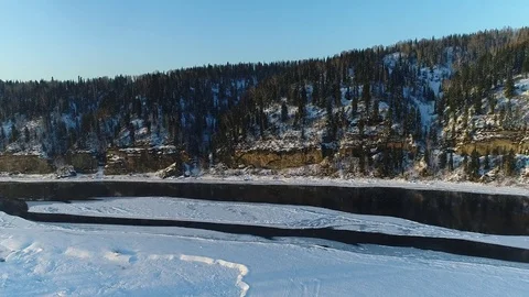 Forest river snow Stock Footage 82878051