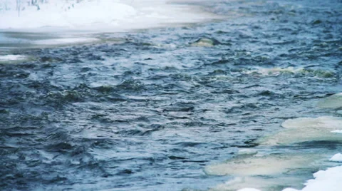 Forest river at winter day close-up Stock Footage 38872506