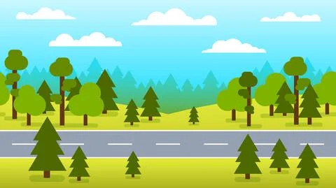 Forest road Highway Stock Illustration