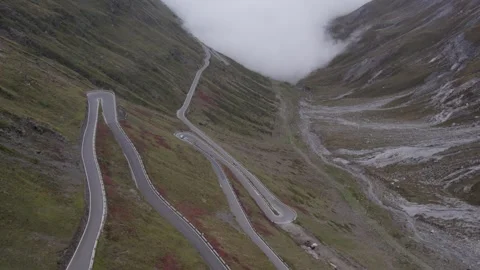 Forest Road Top View Europe Car Moving Up The Alps Aerial Footage 库存影片 252151782