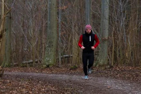 Forest running Stockfoto's