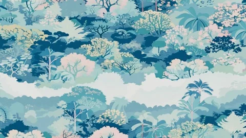 Forest scene with trees and bushes in the background, pattern endless loop Vidéo 274849134