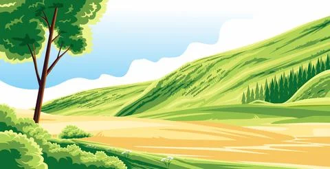 Forest scene with trees Stock Illustration