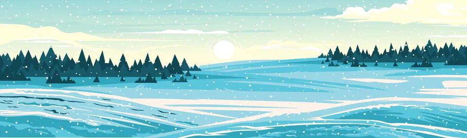 Forest scene in winter Stock Illustration