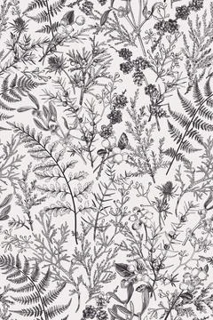 Forest seamless pattern. B&amp;W Illustrazione stock